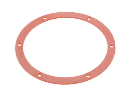 Dichtung aus flexiblem Material in runder Form mit mehreren gebohrten Löchern. Geeignet für den Einsatz in Bosch-Geräten, insbesondere in Gebläsen.